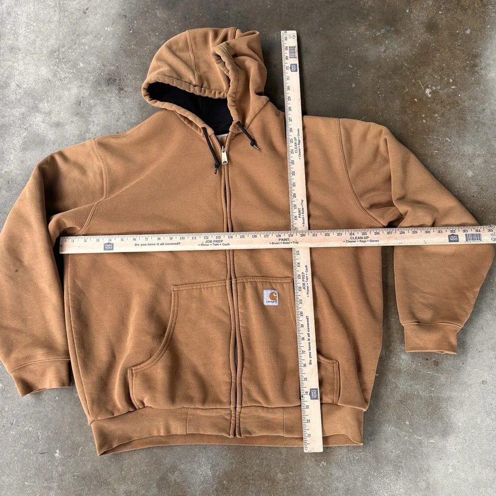 Carhartt Jacket J149 Mens Large Brown Rain Defender Heavyweight Workwear Utility